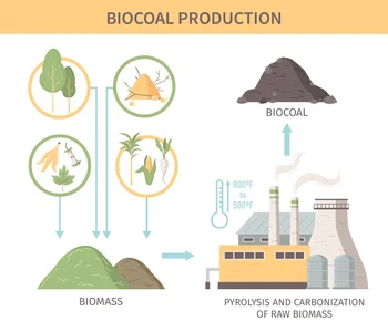 Diagram of the biochar production process.