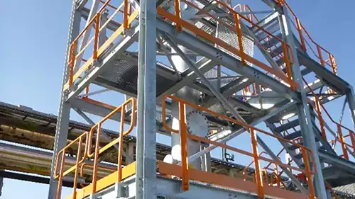 Steel structure of a naphtha vapor recovery scrubber in a tank park
