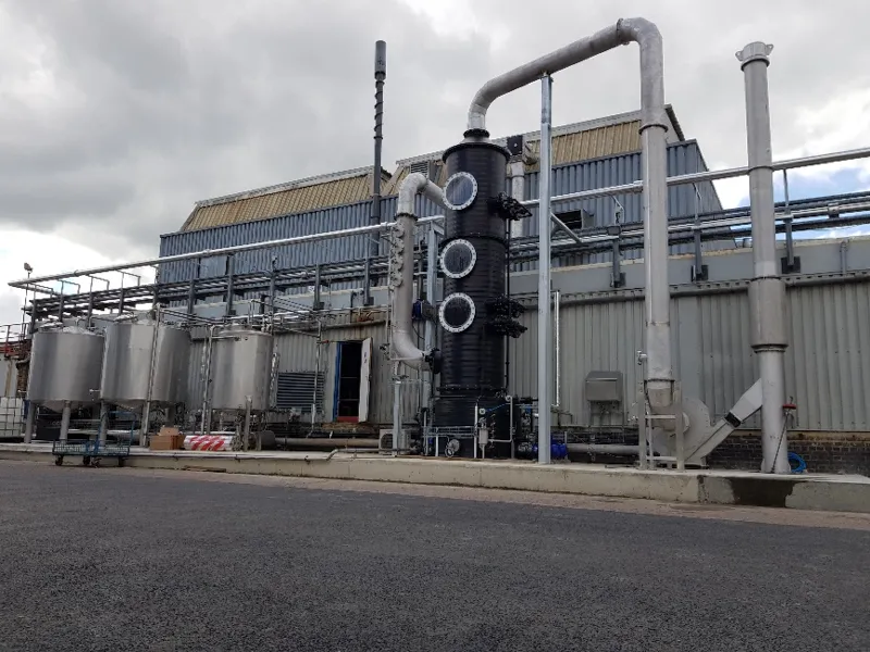 Gas absorber column at an industrial site
